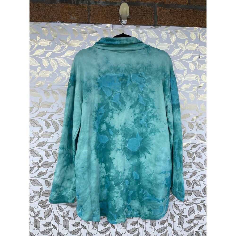 Fantastic Fawn Turquoise Tie Dye Oversized Shacket Mermaidcore Vibe Small - Picture 3 of 6